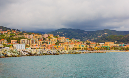 panoramic view of the houses of the city of Varazze located in Liguria,(Italy)の写真素材