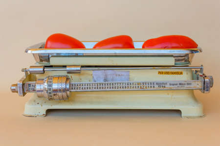 close-up of a weight scale of the 1950s