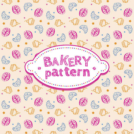 pattern with sweets and pastriesのイラスト素材