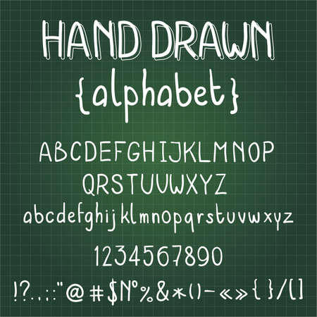 handwritten alphabet on green slateのイラスト素材