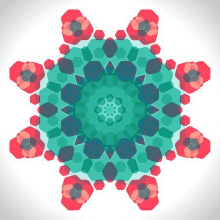 Color circular pattern. Round kaleidoscope of geometric elements. Postcard.のイラスト素材