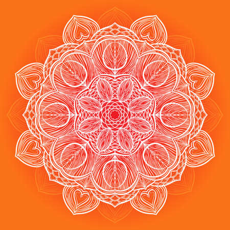 Color circular pattern. Round kaleidoscope of floral elements. Postcard.のイラスト素材