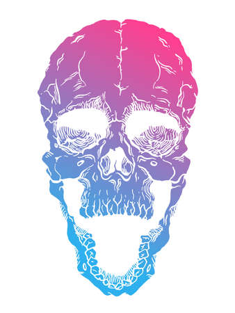 Terrible frightening skull. Creepy illlustration for halloweenのイラスト素材