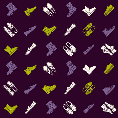 Seamless pattern with flat icons of mens shoes. Pattern for packaging and clearance Shoe store.のイラスト素材