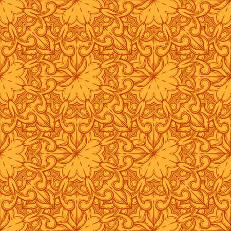Seamless decorative pattern. Ornament with mosaic elements. Vintage floral styling to design cards, corporate identity, textiles. Kaleidoscope. Graphics.のイラスト素材
