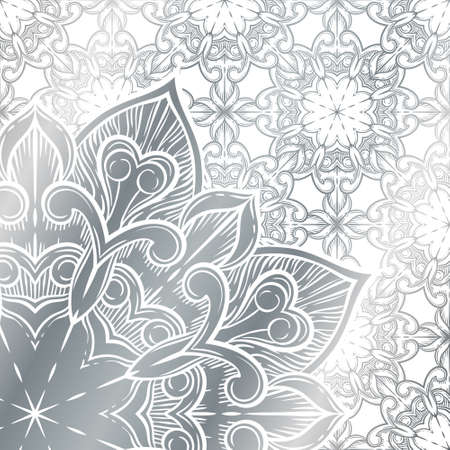 Abstract decorative background. Ornament with mosaic elements. Vintage floral styling to design cards, corporate identity, textiles. Kaleidoscope. Graphics.のイラスト素材