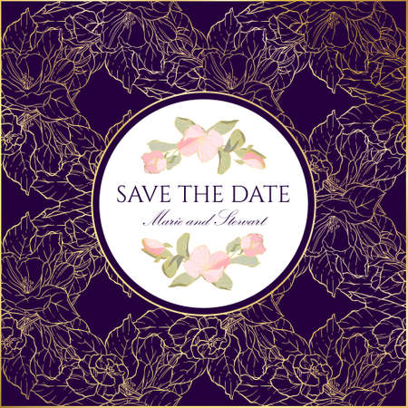 Invitation or greeting card with apple tree blossom. Flower. Floral design.のイラスト素材