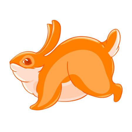 Cute cartoon red rabbit runs away.のイラスト素材