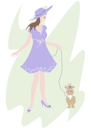 Lady with dogのイラスト素材
