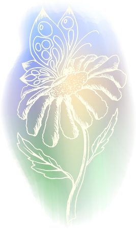 Butterflies with a flowerのイラスト素材