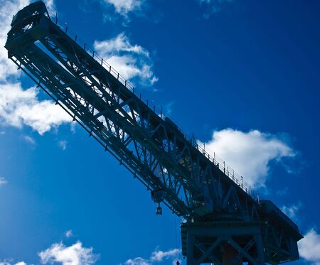 Looking up at Titan crane, Clydebank from ground level の写真素材
