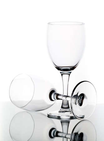 Empty wineglasses with reflectionの写真素材