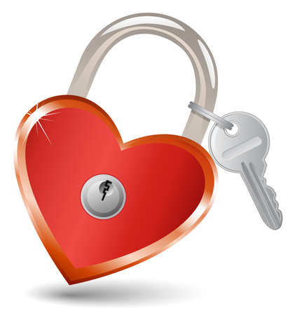 Heart Lock and Key. Padlock in the shape of a heart.のイラスト素材