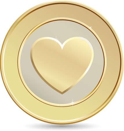 Gold coin. Heart shape.のイラスト素材