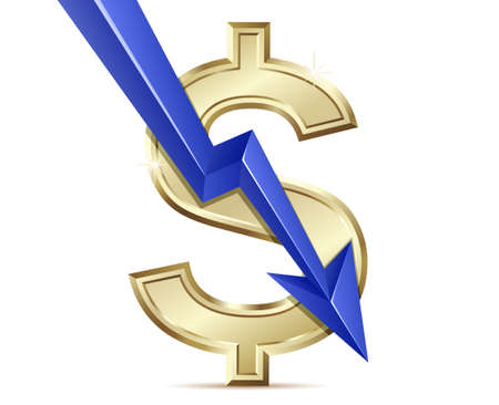 Falling Dollar. Dollar Currency Collapse. Exchange rate.のイラスト素材