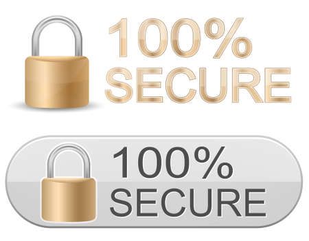 Metallic padlock. 100% Secure. SSL Certificates Sign for website.のイラスト素材