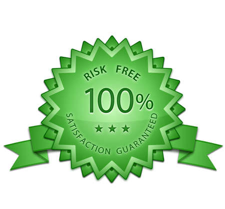 100 % Satisfaction Guaranteed Signs. Risk Free Sign. Vector illustrationのイラスト素材