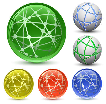 Abstract Globe Icon Set. Communication and Network Concept. Vector Illustration EPS8のイラスト素材