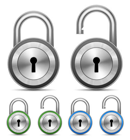 Metallic Padlocks. Security Concept. Vector Illustrationのイラスト素材