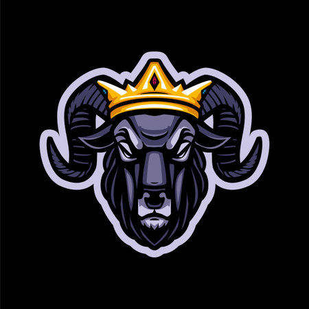 king ram head mascot logoのイラスト素材