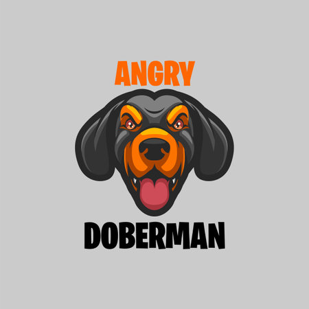 angry doberman head mascot logoのイラスト素材