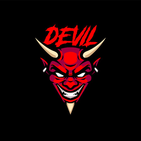 red devil head mascot logoのイラスト素材