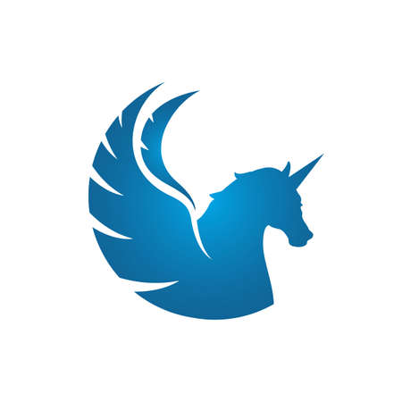 Abstract Horse with wings Powerfull pegasus unicorn flying vector on White backgroundのイラスト素材