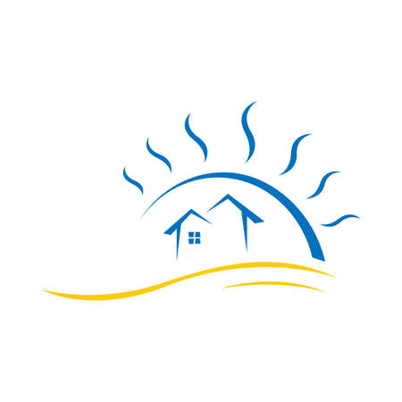 Creative Beach house design template Vector illustrationのイラスト素材