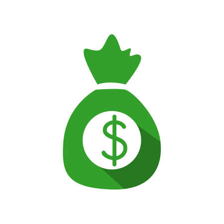 Money bag vector icon a black and white Moneybag sack with dollar signのイラスト素材