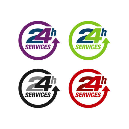 24 hours service sign vector icon day night services button symbolのイラスト素材