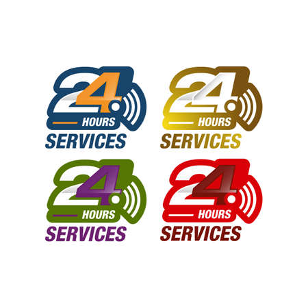 24 hours service sign vector icon day night services button symbolのイラスト素材