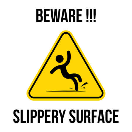 yellow triangle caution slippery floor logo sign vector