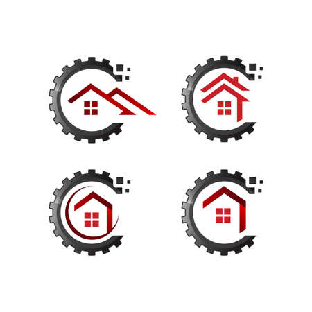 concept and idea of apartment house realty logo design vector home building construction architecture symbolのイラスト素材