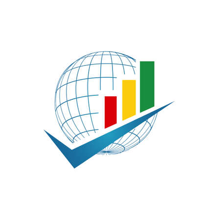 international corporate business technology industries global globe logo design vector illustrationsのイラスト素材