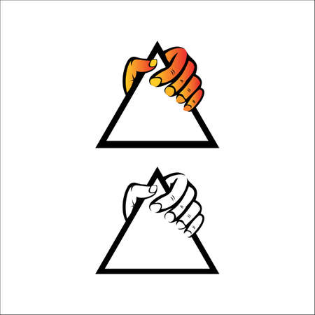 hand hold triangle logo vector icon for Corporate Business companyのイラスト素材