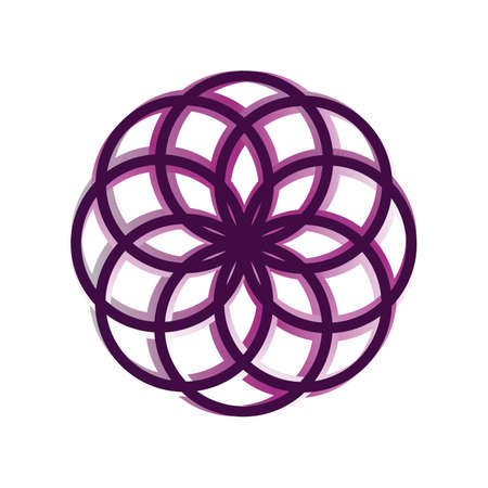 Round emblem flower logo design Vector abstract badge for design of natural productsのイラスト素材