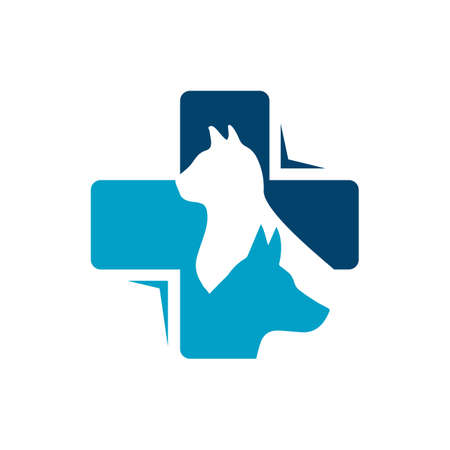veterinary clinic vector logo . silhouette of the dog and cat. logo for a pet shop.のイラスト素材