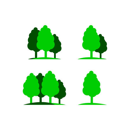 Set of silhouette tree logo vector graphics elementsのイラスト素材