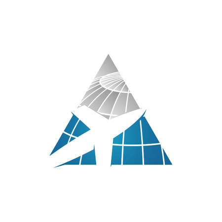 travel globe and airplane logo vector icon illustrations