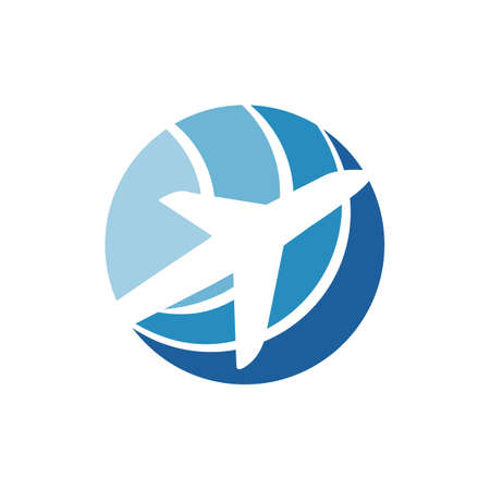 travel globe and airplane logo vector icon illustrationsのイラスト素材