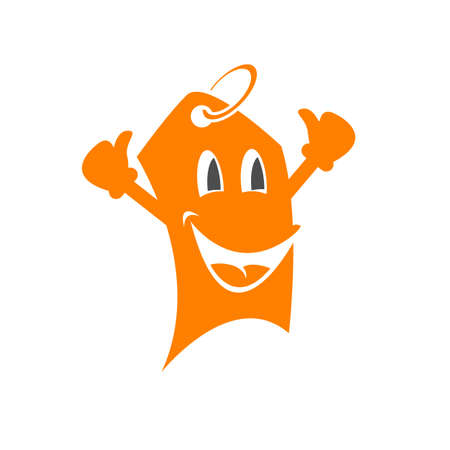 shopping mascot logo happy cartoon tag label design vector illustrationsのイラスト素材