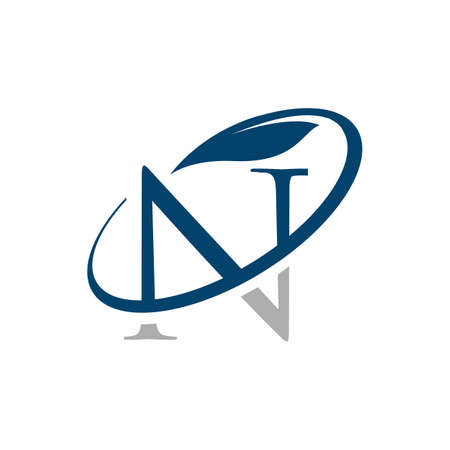 Green initial Letter N with leaf logo design vector graphic concept illustrationsのイラスト素材