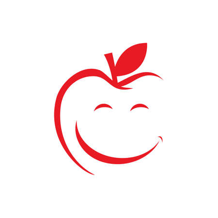 abstract happy healthy fruit smile apple logo design vector illustrationsのイラスト素材