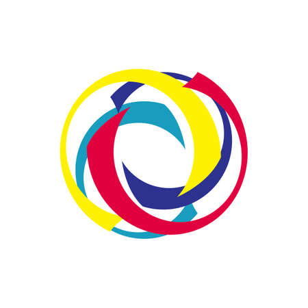 colorful circle group of people togetherness unity logo design vector symbol Illustrationのイラスト素材