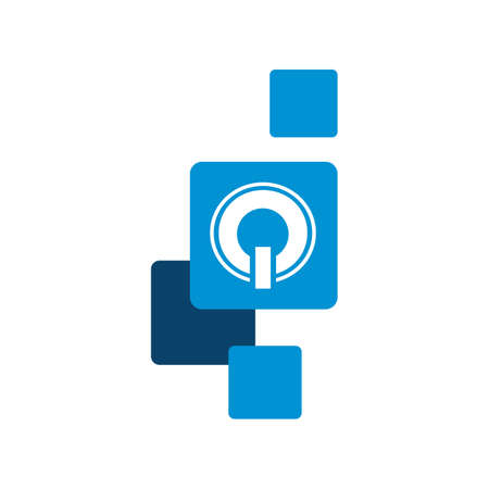 Digital tech automation power button graphic logo design vector illustrationsのイラスト素材