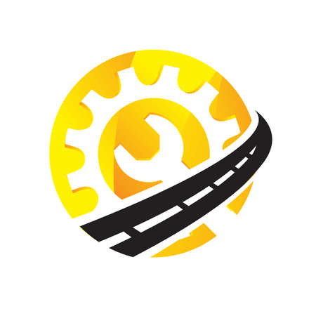 maintenance road construction logo design creative sign concept design templateのイラスト素材