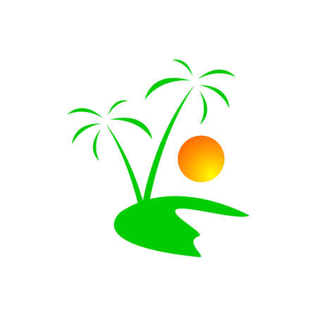 creative tropical summer beach logo design template Vector illustrationのイラスト素材