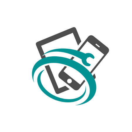 phone service mobile repair logo design vector illusrationsのイラスト素材
