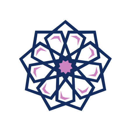 Round emblem flower in a circle n linear style a Vector abstract flower logo design of natural...