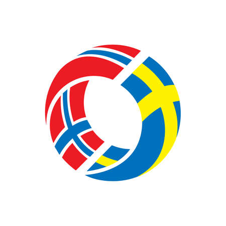 stylish norway and sweden flags logo vector design illustrationsのイラスト素材